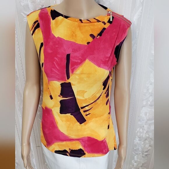 DKNY Sleeveless Zipper Stretch Top NWT Size Small - Picture 1 of 9